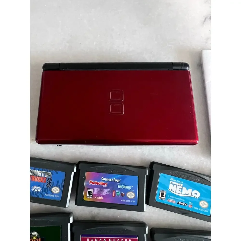 Nintendo DS Lite Red Tested + 8 GBA Games Bundle Finding Nemo Scooby Doo